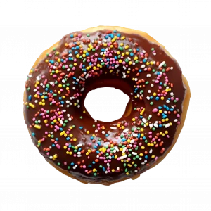 Photo d'un donut avec glaçage au chocolat vermicelles.